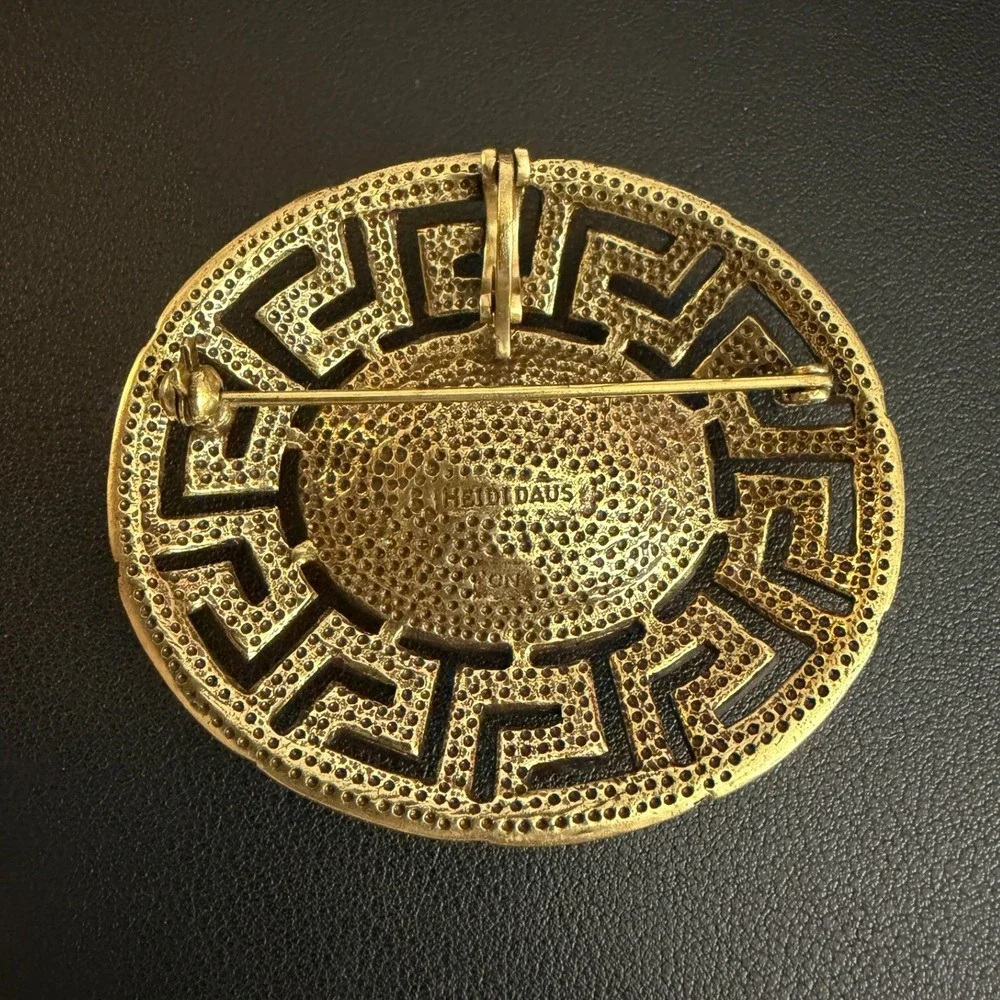 Heidi Daus Brooch Greek Key Rhinestone Pendant Enhancer